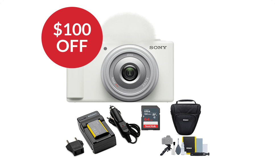 Sony ZV-1F Vlog Camera with Vlogger Kit, Microphone, Camera Case, and Accessory