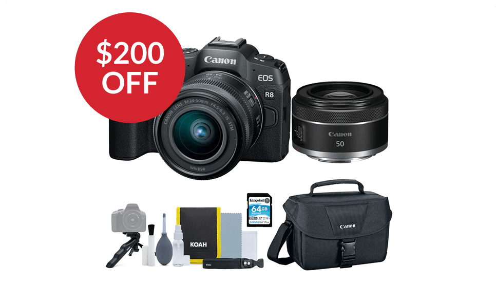 Canon EOS R8 Mirrorless Camera with Lens Bundle