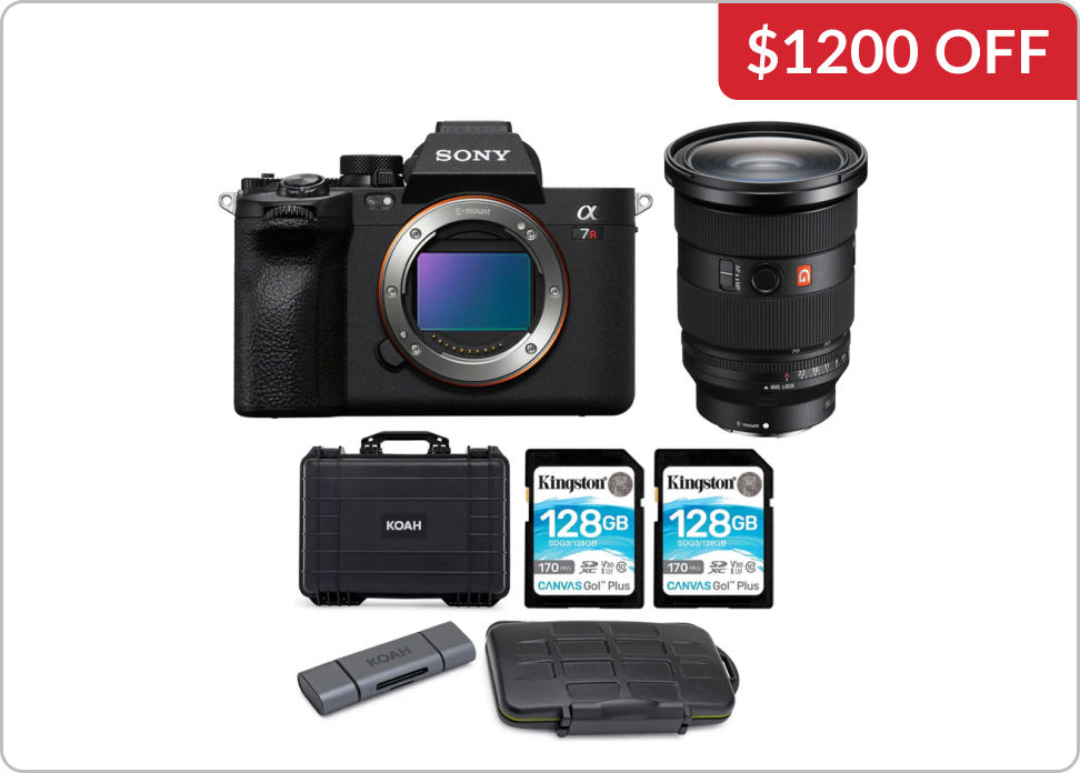 Sony Alpha 7R V Full-Frame Mirrorless Camera, Lens, and SD Card Bundle