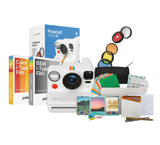 Polaroid NOW+ Camera Deluxe with Color Instant and B&W Film Bundle (White)