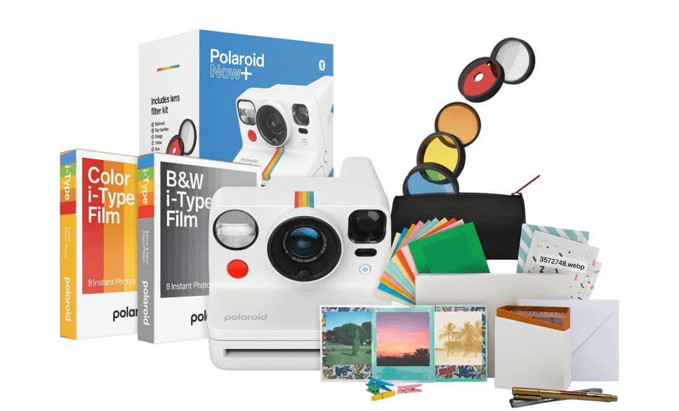 Polaroid NOW+ Camera Deluxe with Color Instant and B&W Film Bundle (White)